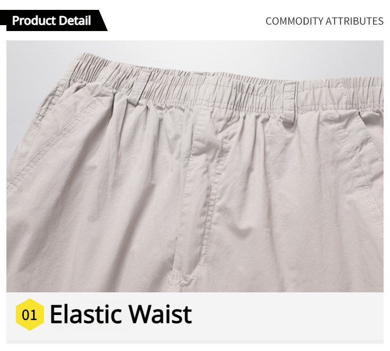 Calças Casuais Masculinas, Calça Cargo de Algodão para Primavera e Outono, Calça Esportiva Grande Plus Size, Calça Reta Solta Masculina com Cintura Elástica