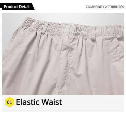 Calças Casuais Masculinas, Calça Cargo de Algodão para Primavera e Outono, Calça Esportiva Grande Plus Size, Calça Reta Solta Masculina com Cintura Elástica
