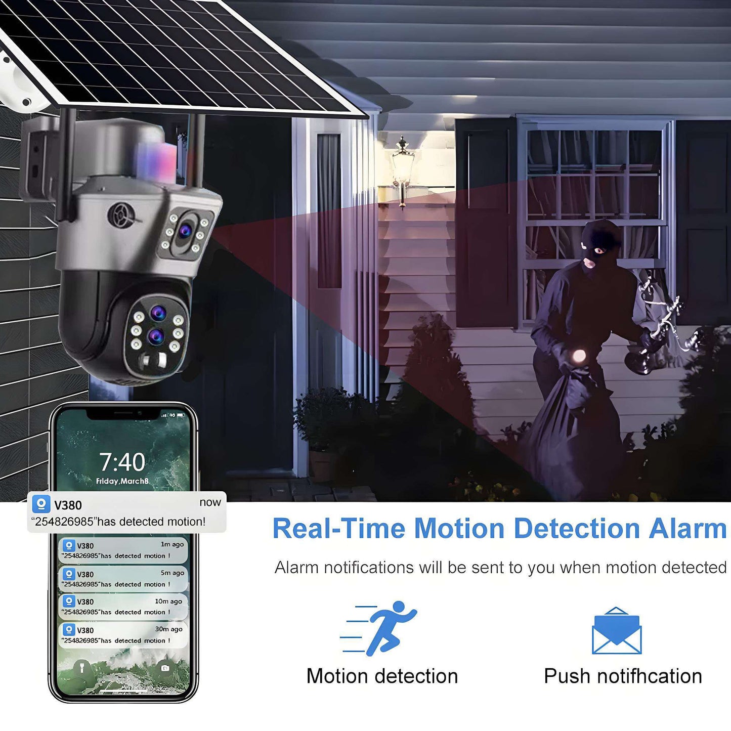 10x Zoom 4G SIM Solar Camera Outdoor 6K 12MP Three Lens HD Night Vision IP Surveillance Camera Security Protection  PTZ CCTV Cam