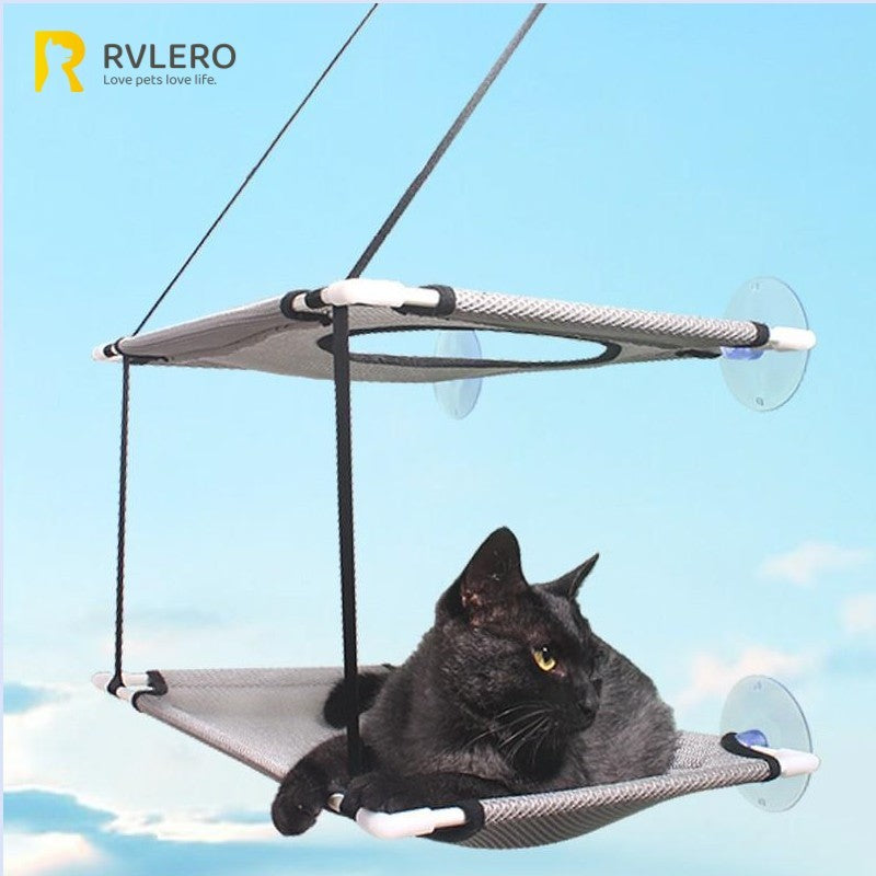 Rede de Gato para Janela Cama para Gatinho Cadeira de Sol Nicho Suspenso Sofá de Gato Túneis de Dois Andares Ventosa para Parede Cama Suspensa para Animais de Estimação de Inverno