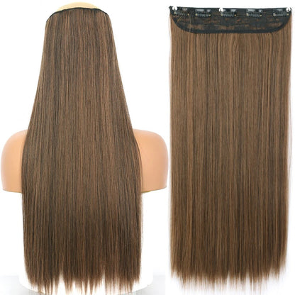 Extensão de Cabelo Liso Comprido de Fibra Sintética Resistente ao Calor com 5 Clipes 22"32" Preto Castanho Loiro