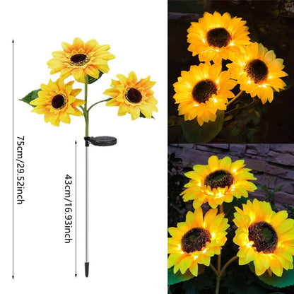 LED Solar Sunflowers Rose Flower Light Home Decorative Flower Lights Garden Decoration Lawn Lamp Waterproof Landscape Rose Light