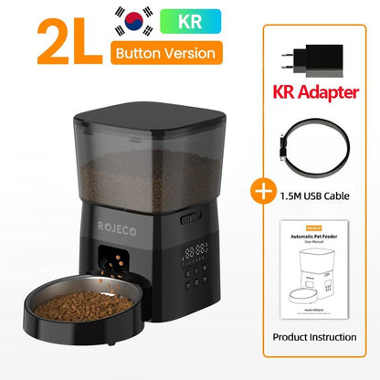 ROJECO Alimentador Automático de Animais de Estimação Versão com Botão Acessórios para Dispenser Automático de Comida para Gatos Alimentador Inteligente para Gatos e Cães Comida Seca