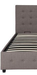 Cama de Plataforma Estofada com 28 cm de Altura para Suporte Elevado de Colchão, Não Necessita de Box Spring, Queen, Couro Sintético Preto