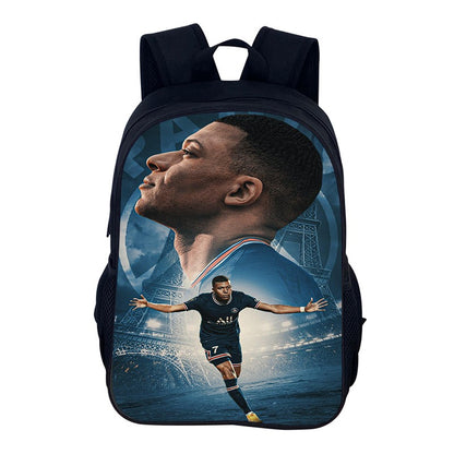 M-Mbappe Conjunto de 3 Peças Bolsa Escolar Mochila Esportiva de Futebol com Bolsas de Ombro Estojo para Canetas Mochila Escolar Jogador Estrela para Melhor Presente