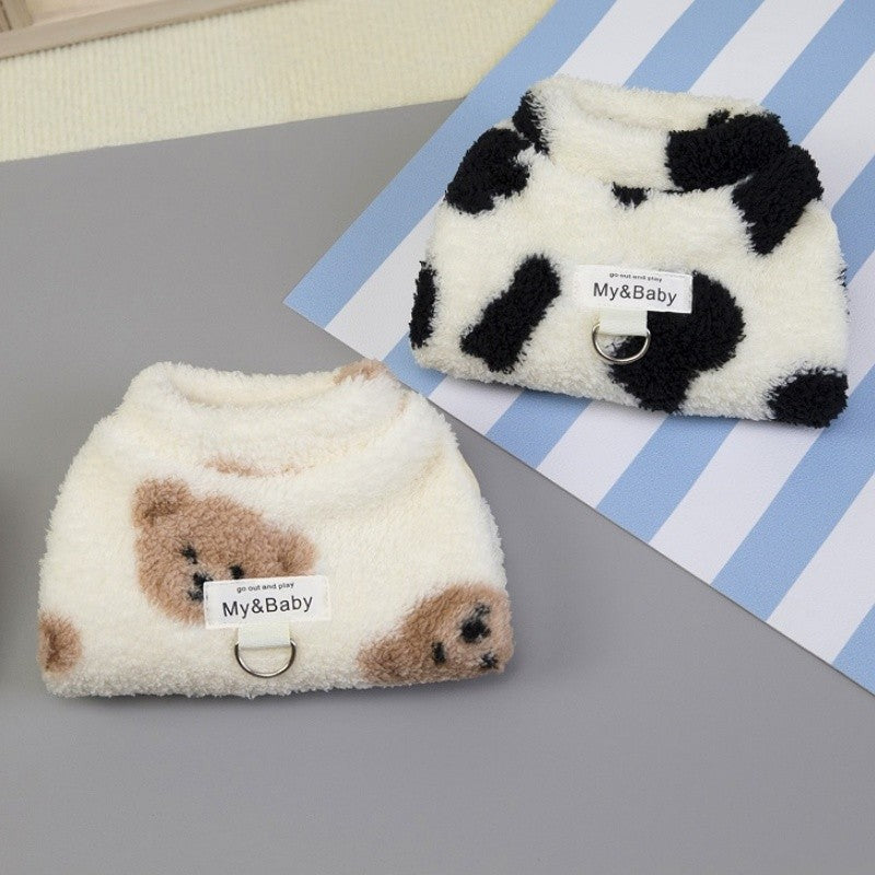 Colete de cachorro quente de lã, suéter de outono macio para animais de estimação, roupas de cachorro de luxo, moletons para filhotes, colete de gato com estampa animal, pulôveres para animais de estimação, roupas de poodle