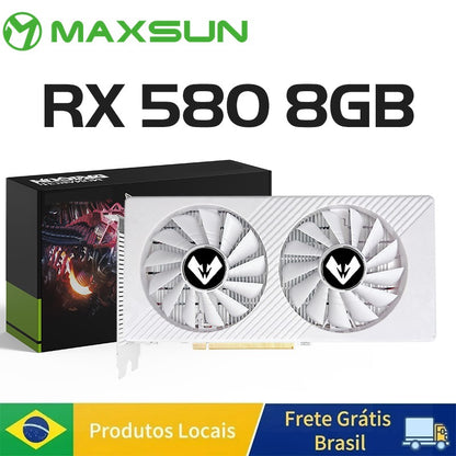Placa de Vídeo para Jogos MAXSUN RX580 8GB AMD GDDR5 256Bit 2048SP PCI Express 3.0×16 Computador 6 Pinos Saída HDMI NOVA
