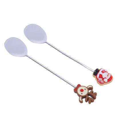 Christmas Gift  Deco Tableware Cutlery Set Elk Christmas Tree Decoration Dessert Spoon Fruit Fork Coffee Spoon Cutlery Gift