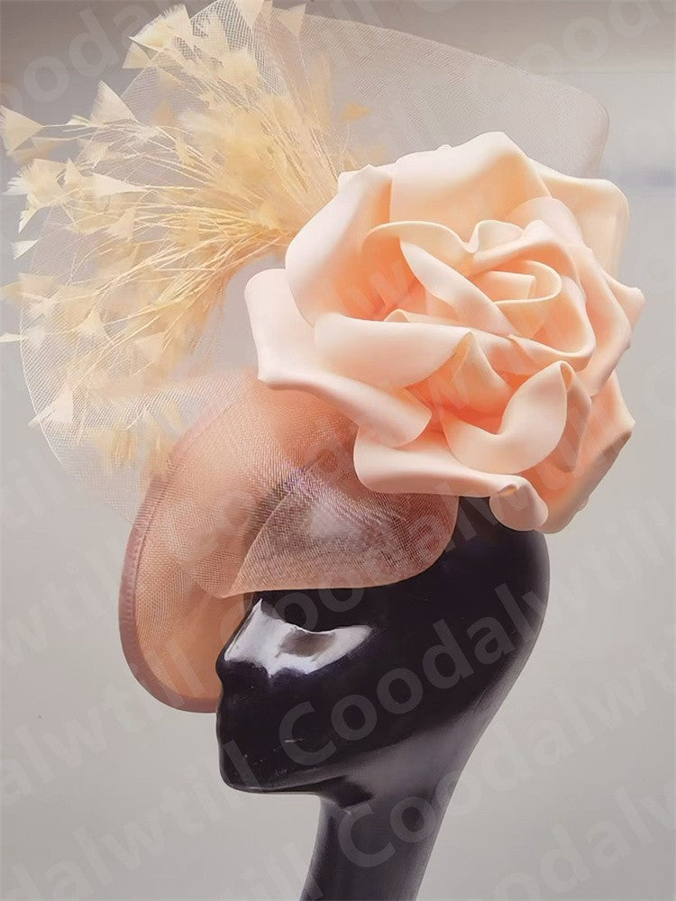 Big Flower Wedding Fascinator Hat Women Formal Party Tea Headpiece Ladies Cocktail Church Chapeau Cap Headband Woman Millinery