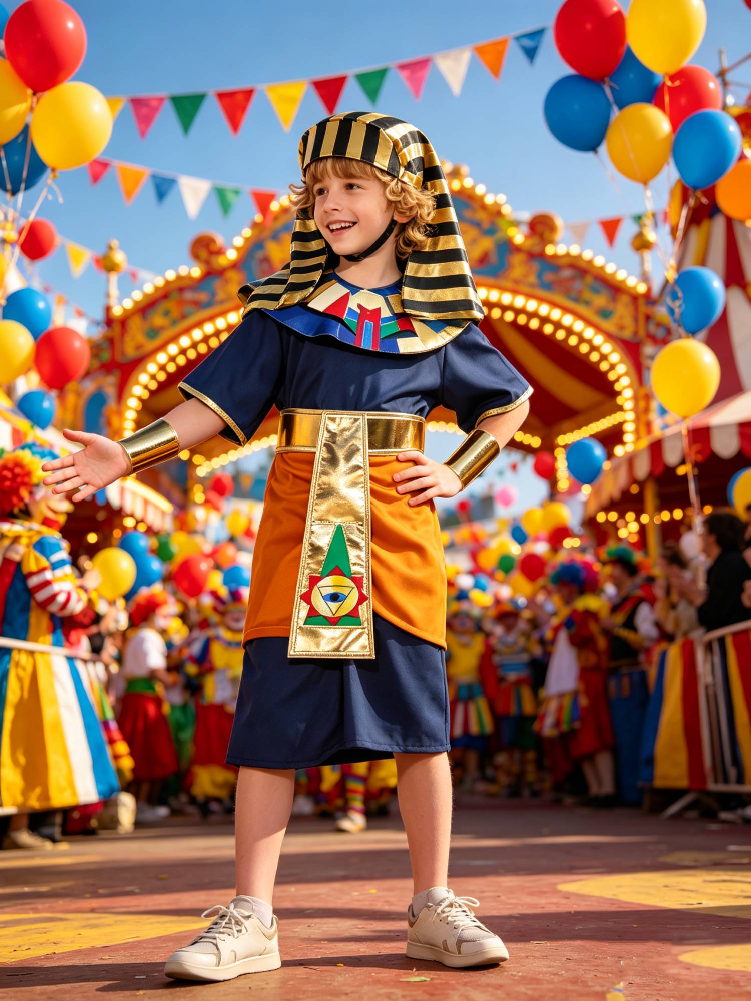 Kids Ancient Egyptian Pharaoh Cosplay Costume, full set outfit. Great for Halloween, theme party and role play.