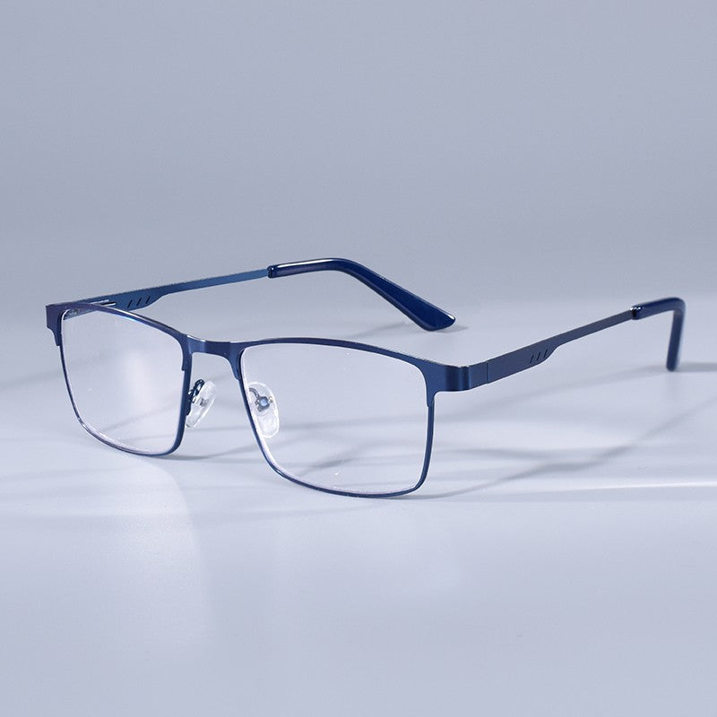 Homens Quadrados Metal Armação Grande Leitura Dobradiça de Mola Óculos de Presbiopia Bloqueio de Luz Azul Proteção Ocular Óculos +75+125+175+4