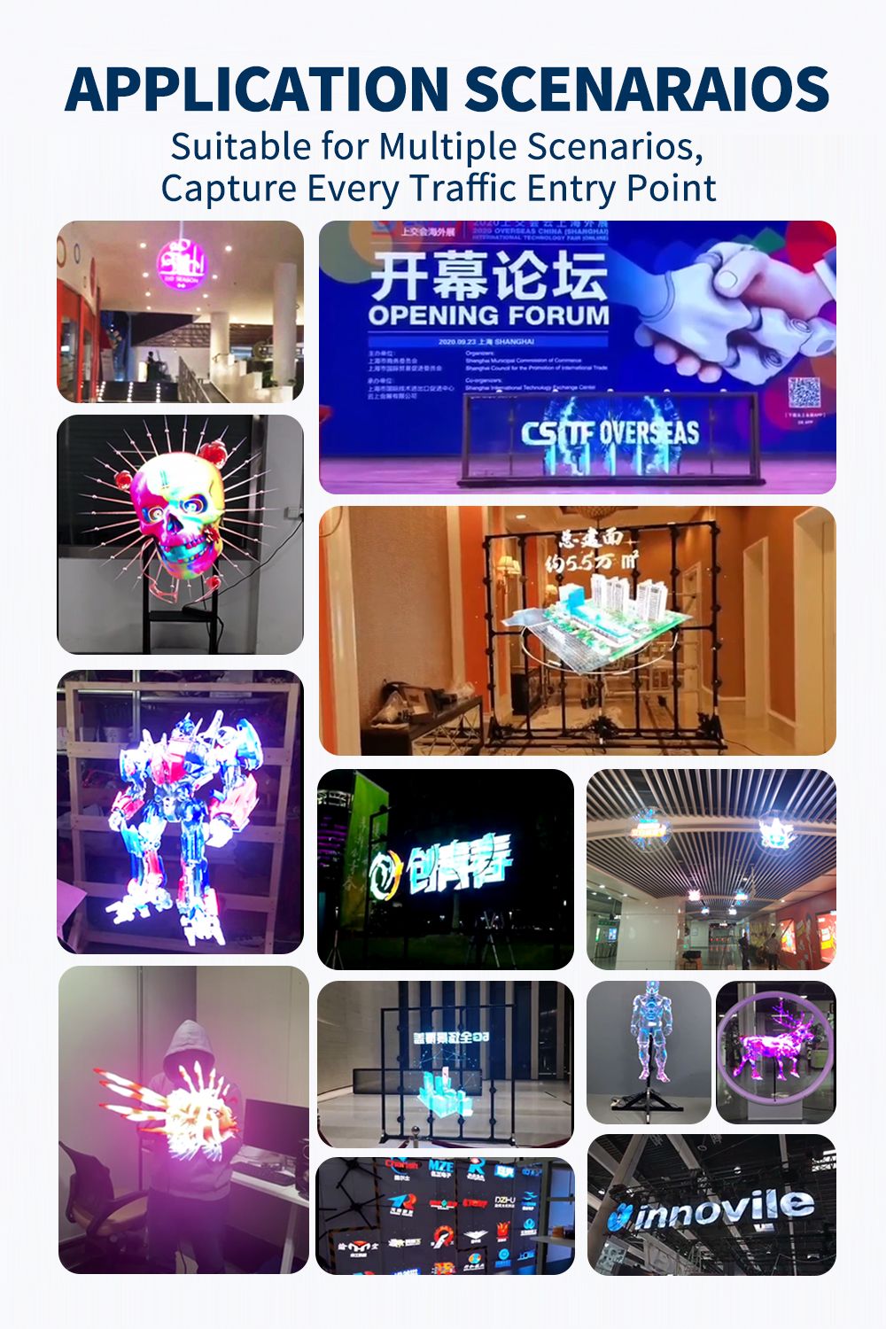 22 inch 3D Hologram Fan Display Advertising Projector LED Wall Mounted Digital Rotating Fan for Business Visual Promotion