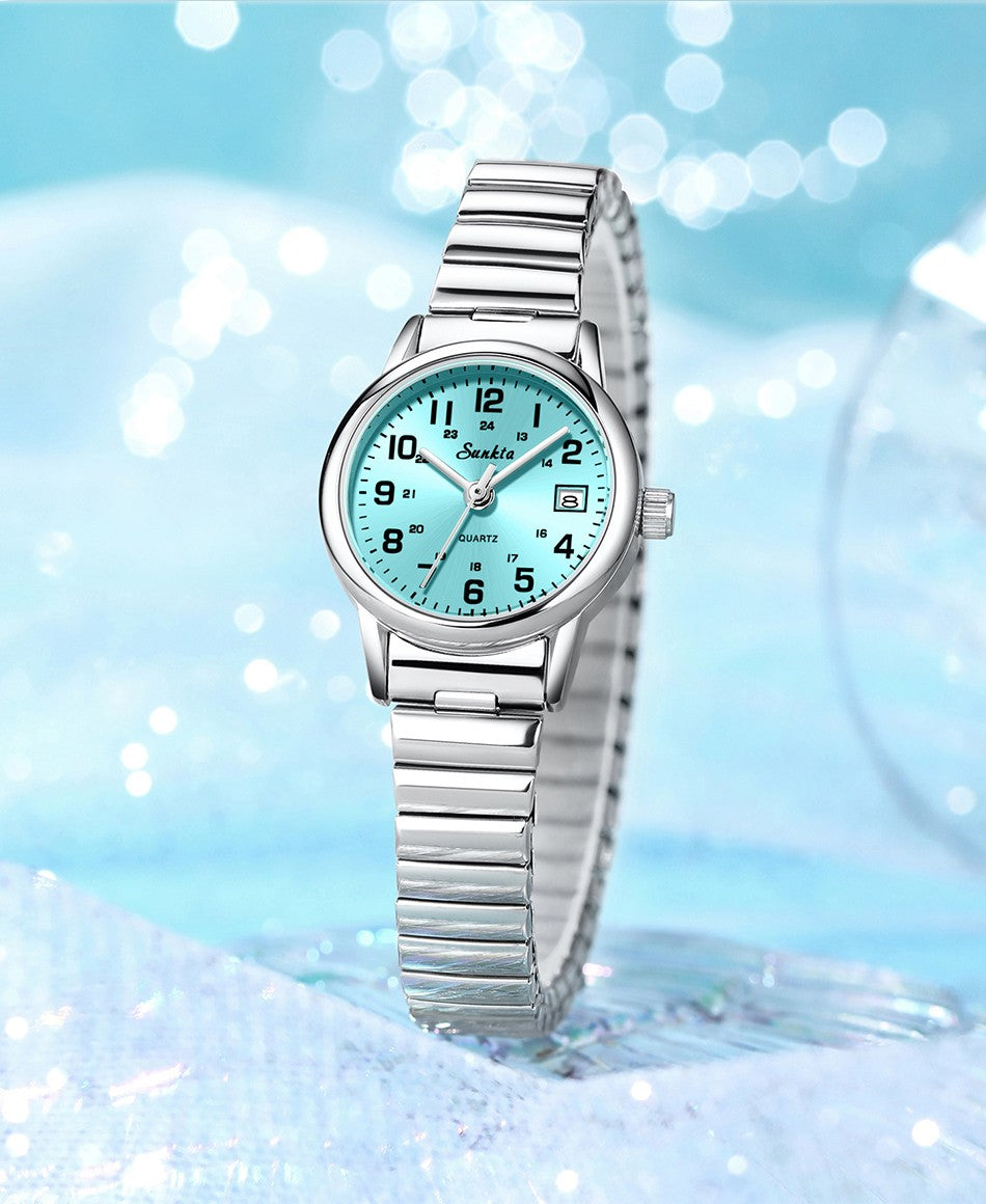 LIGE Sunkta Fashion Luxury Woman Watch Elegant Classic Simple Waterproof Calendar Stainless Belt Women's Wristwatch  Ladies Gift