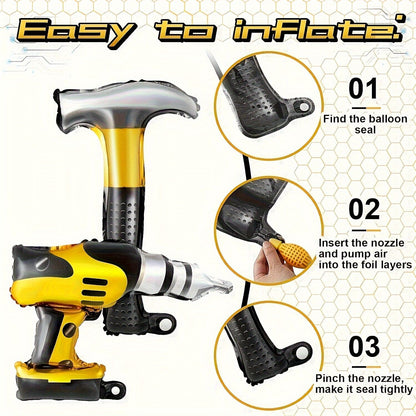 4/8Pcs Hammer Foil Balloons Inflatable Tools Father's Day Party for Dad Husband and Boy Friend Birthday Party Decorations