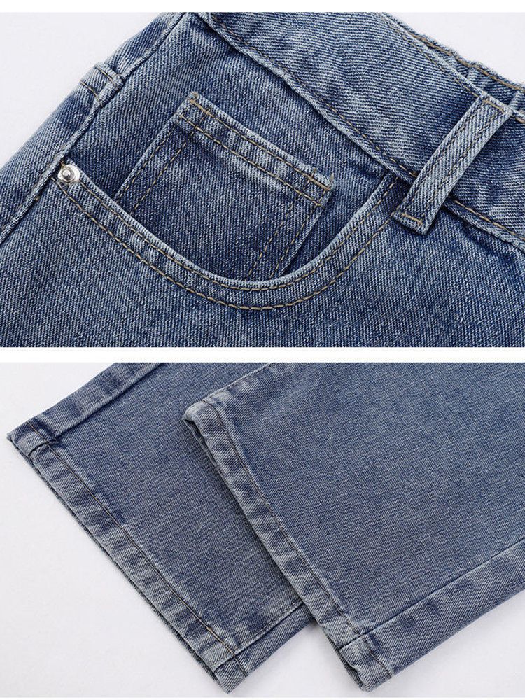 2025 Calças Jeans Casuais Masculinas Coreanas Novas Retas Longas Perna Larga Jeans Cor Sólida Azul Claro Cinza Preto