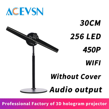 30CM WIFI 256Pcs Led 3D Hologram Logo Projector Advertising Holographic Fan For Event Rent And Shopping Mall Store