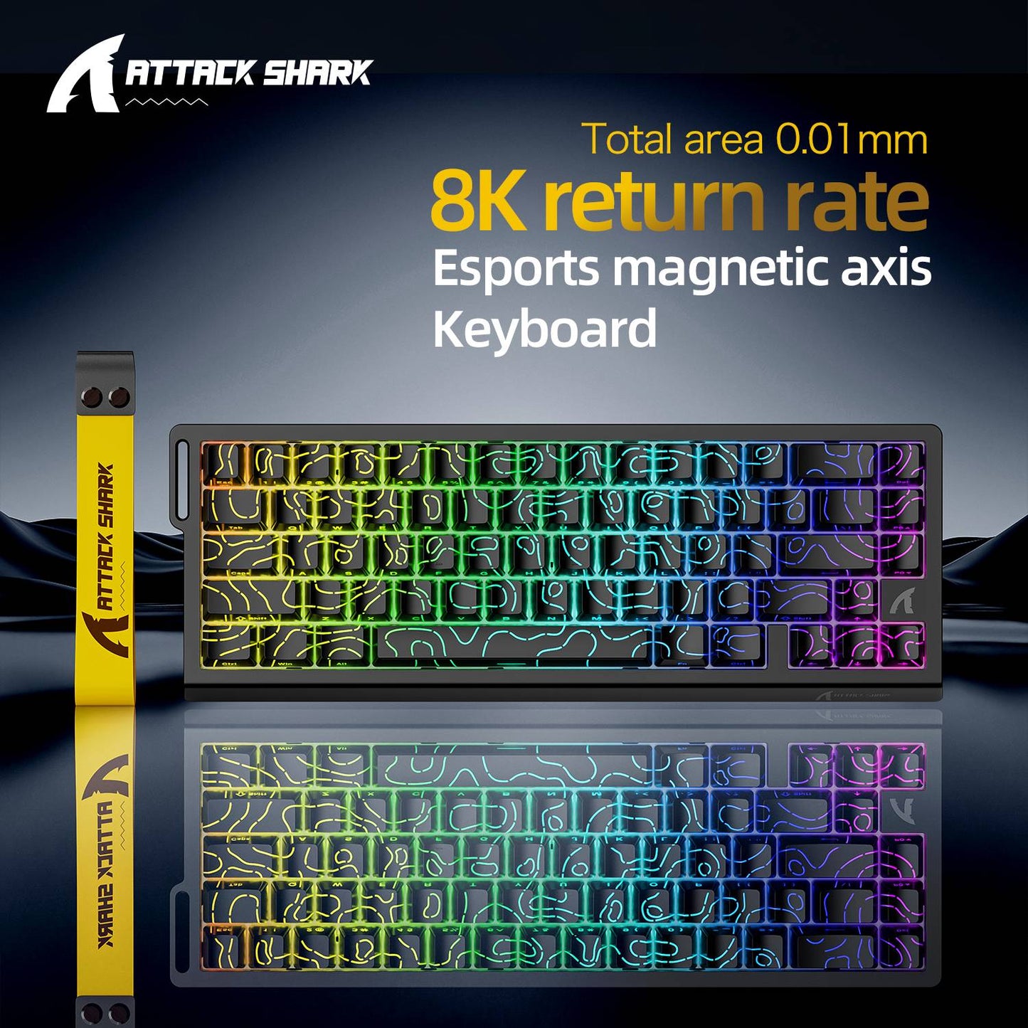 Teclado com Switch Magnético ATTACK SHARK X68HE Com Fio e FREEWOLF F68 Com Fio F68Pro Sem Fio para Jogos Profissionais 8K Hz 0,01mm Gatilho Rápido