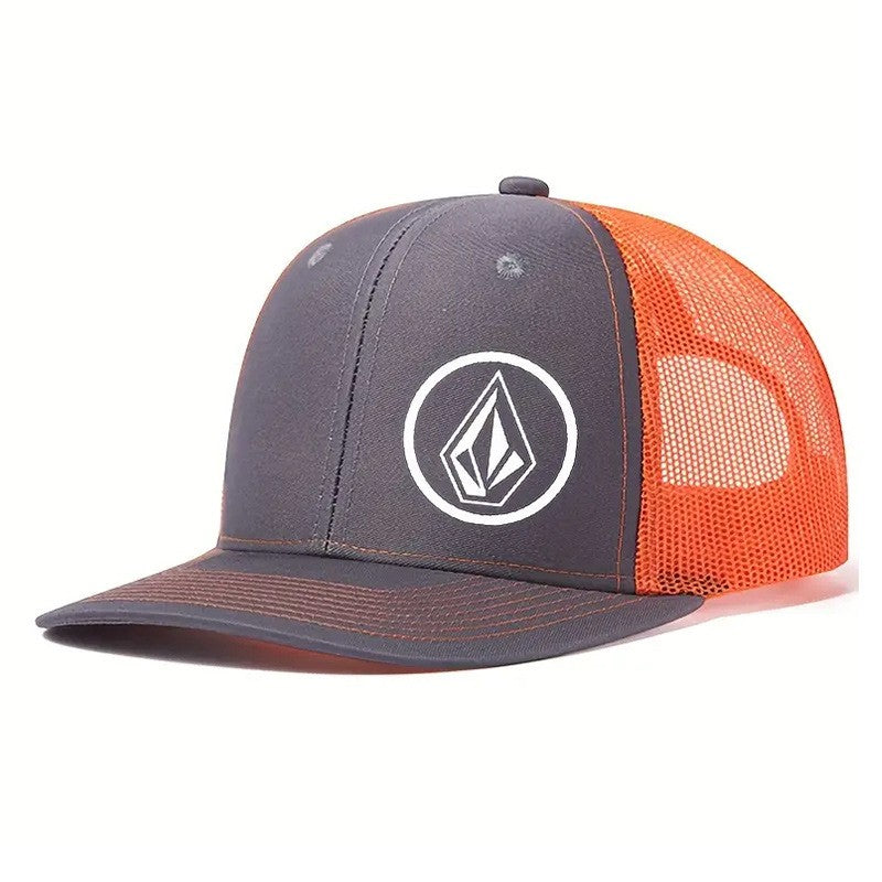 Boné de beisebol estampado com símbolo simples ligeiramente curvado masculino e feminino para eventos esportivos ao ar livre, boné de pato, chapéu de motorista de caminhão americano