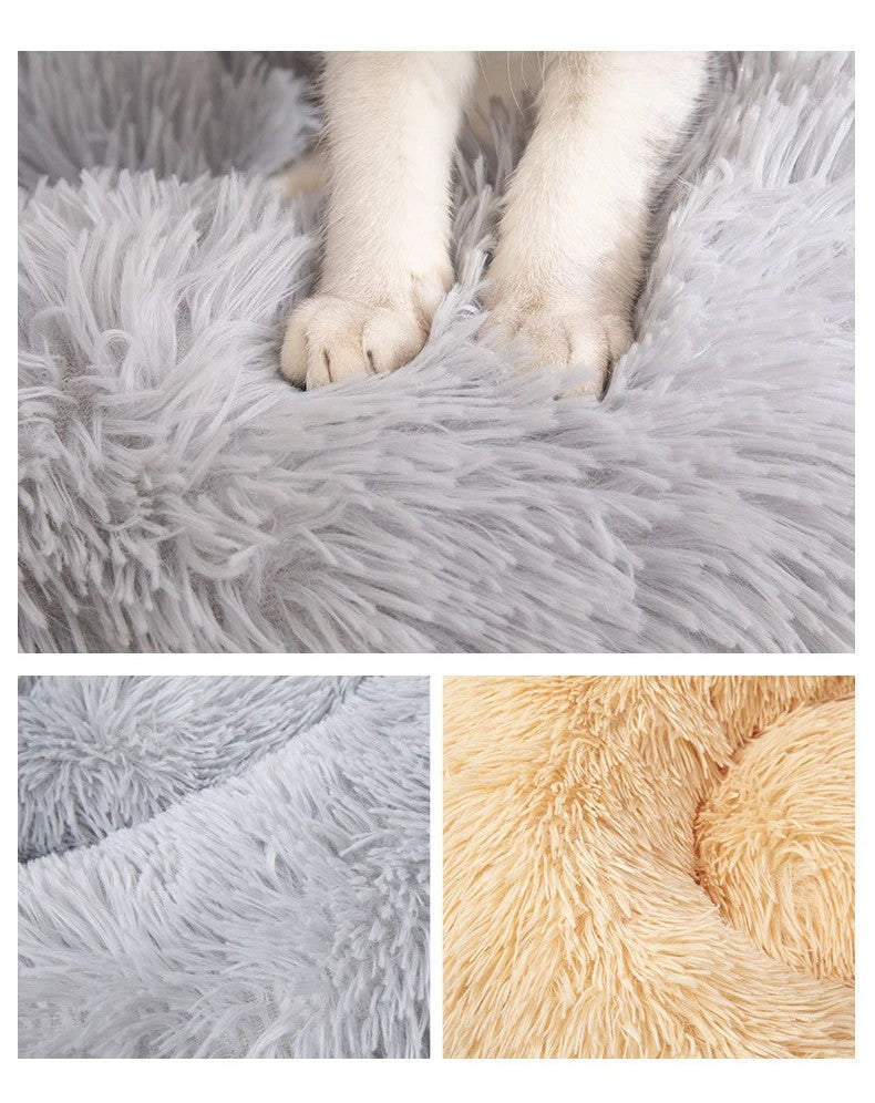 Casa de Cama Redonda para Gatos, Cama Macia de Pelúcia Longa para Cães, Cesta, Produtos para Animais de Estimação, Almofada para Gatos, Tapete para Gatos, Sofá para Dormir, Adequado para o Inverno