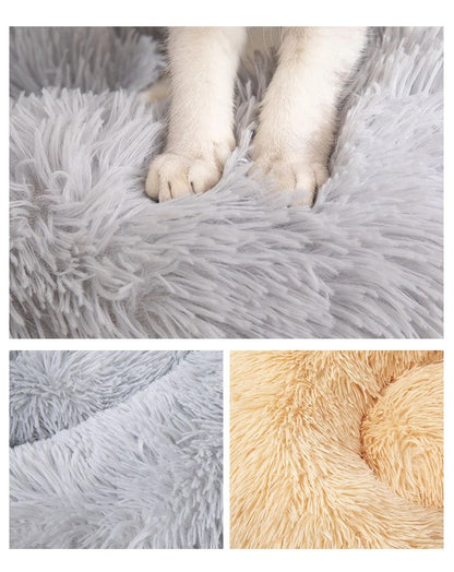 Casa de Cama Redonda para Gatos, Cama Macia de Pelúcia Longa para Cães, Cesta, Produtos para Animais de Estimação, Almofada para Gatos, Tapete para Gatos, Sofá para Dormir, Adequado para o Inverno