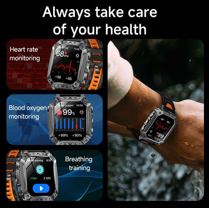 2026 Novo 1400mAh Bateria Grande Militar Ao Ar Livre 2.01 polegadas Smartwatch Masculino 10ATM À Prova D'água Chamada Bluetooth Relógio Inteligente Esportivo