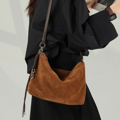 Hifashion Vintage Suede Genuine Leather Underarm Shoulder Bags For Women 2025 Luxury Designer Hobo Tote Office Ladies Handbags