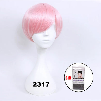 Peruca curta sintética Snoya 30cm roxo azul vermelho amarelo fibra de alta temperatura Peruca para festa a fantasia Cosplay 23 cores