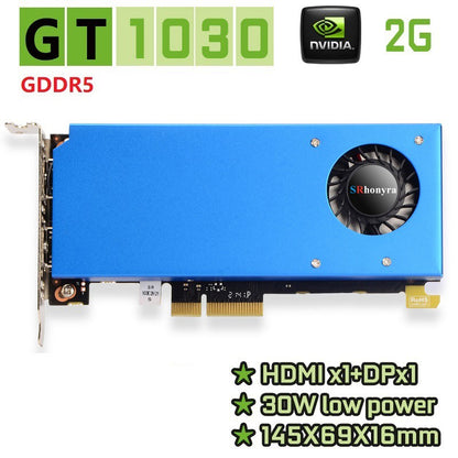 Placa de vídeo de baixo perfil SRhonyra GT730 RX550 GT1030 GTX1050 1050Ti 4GB, GPU de baixo perfil para SFF, PCs industriais e mini PC OPS