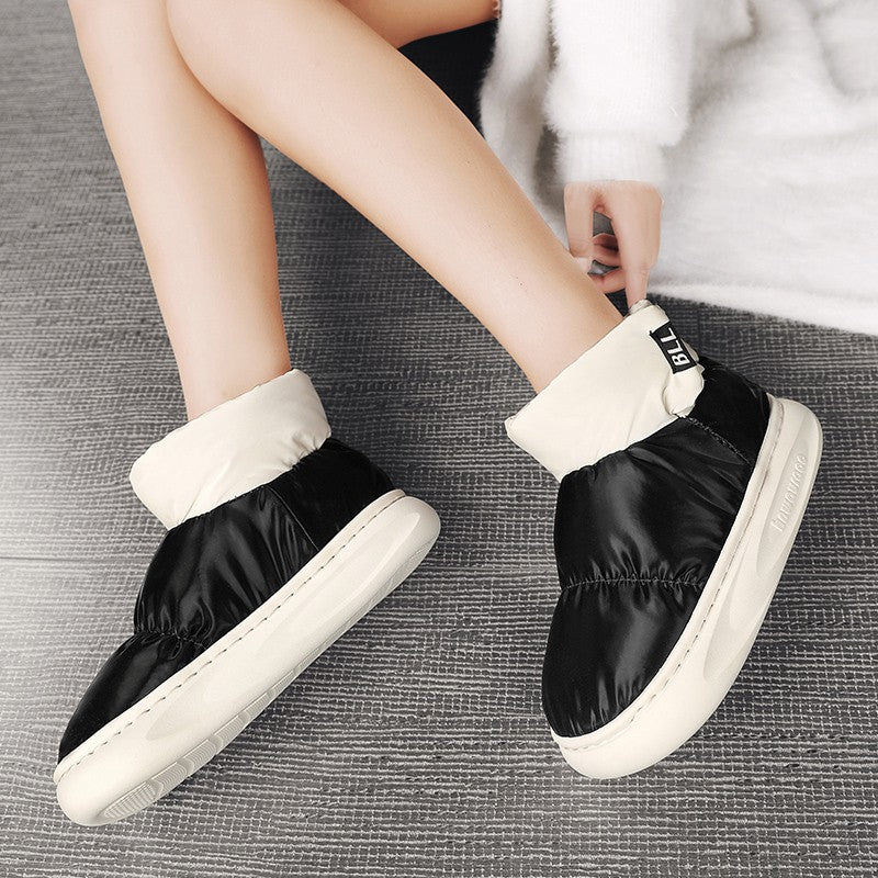 Outdoor Plush Warm Men's Snow Boots Winter Couple Cotton Shoes Down Non-Slip Waterproof Fashion Kids Shoes Slip on Soft Sneakers