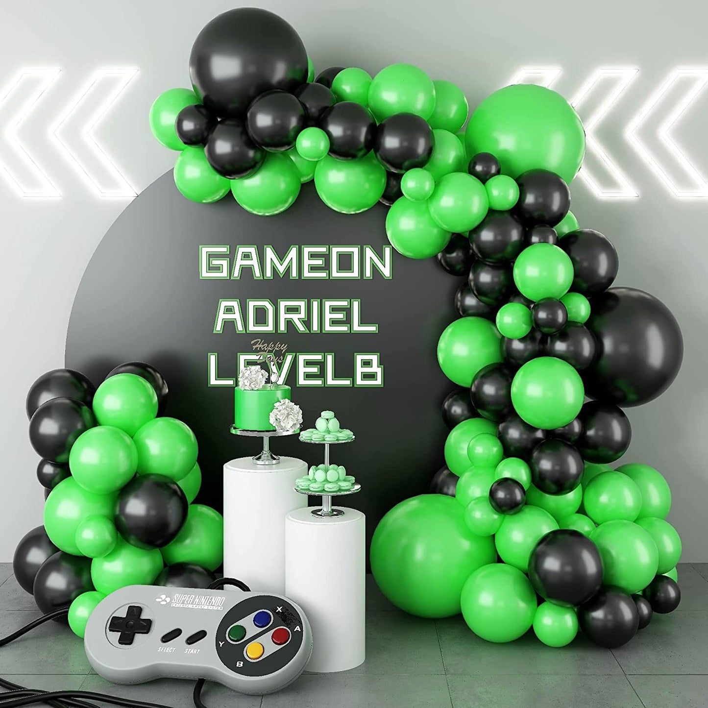 Black and Gold Balloons Garland Arch Kit with Starburst Foil Balloons for Wedding Birthday Family Party Decorations Supplies