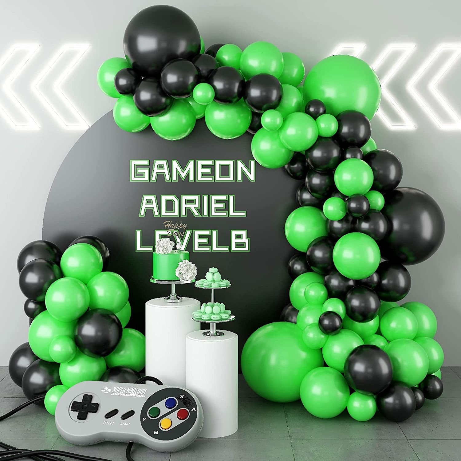 Black and Gold Balloons Garland Arch Kit with Starburst Foil Balloons for Wedding Birthday Family Party Decorations Supplies