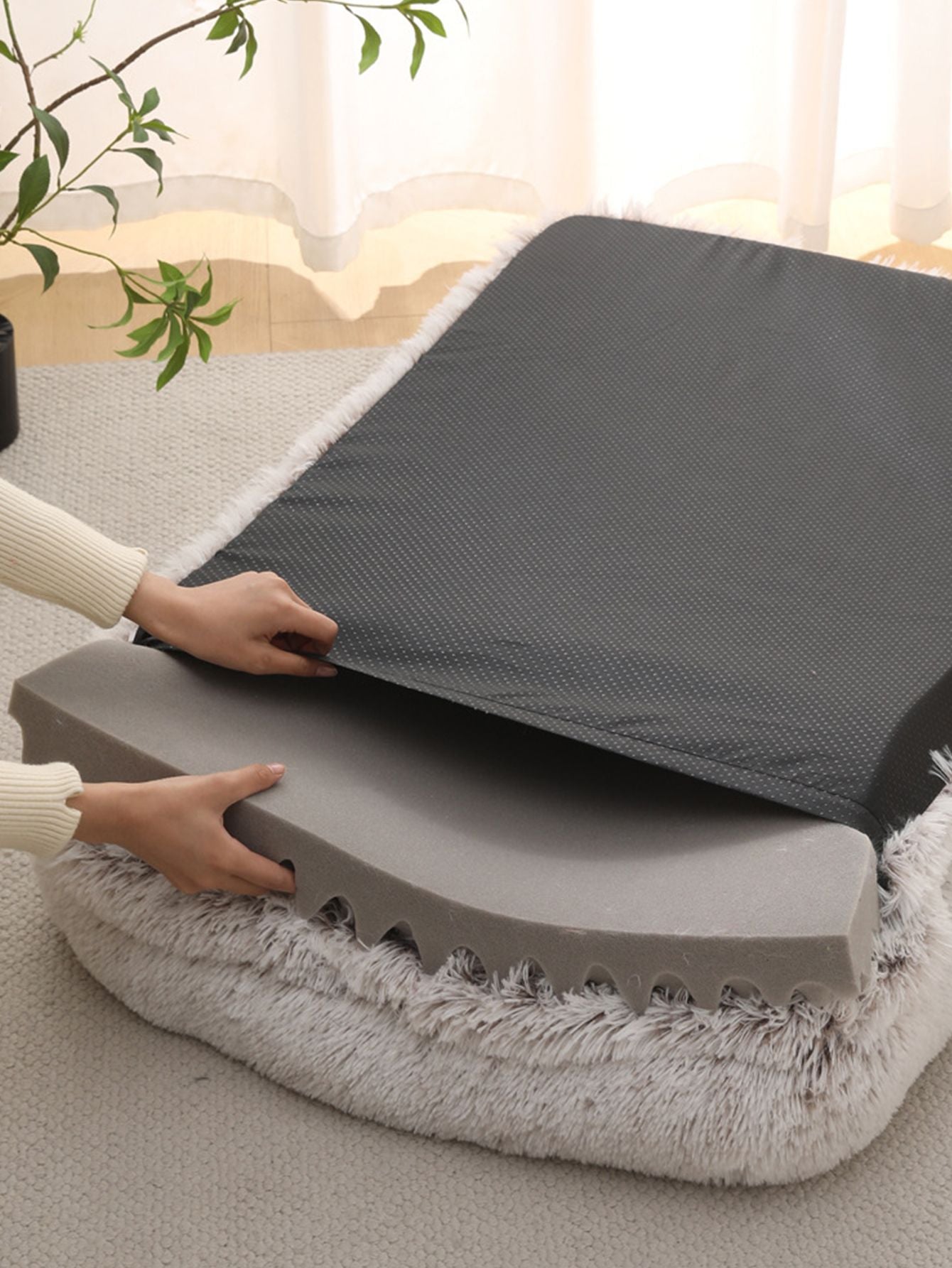 Cama Quadrada para Cachorro, Cama Aconchegante para Animais de Estimação, Almofada Grossa de Inverno, Casa para Cães, Sofá para Gatos para Cães Fofos, Cama para Dormir, Sofá com Tapete Removível