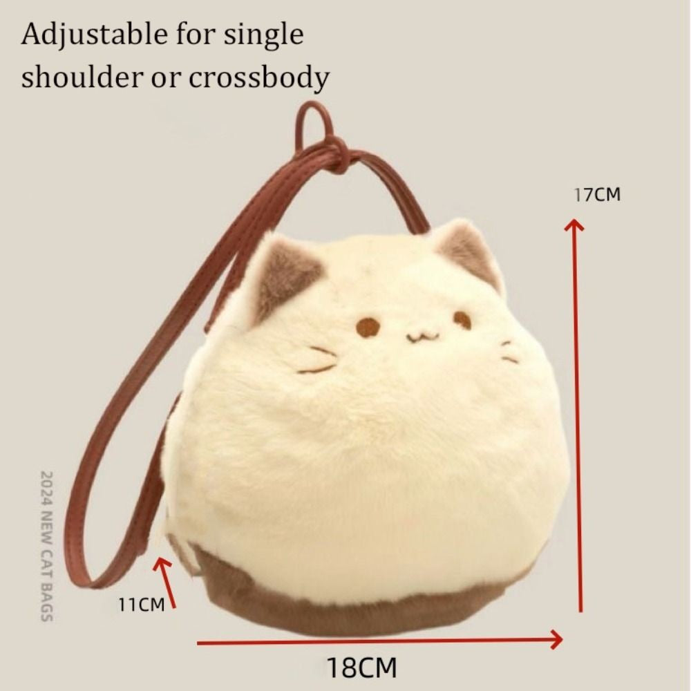 Fashion Furry Plush Kitten Handbag High Appearance Level Soft Cat Clutch Bag Adorable Crossbody Bag Girl's Gift