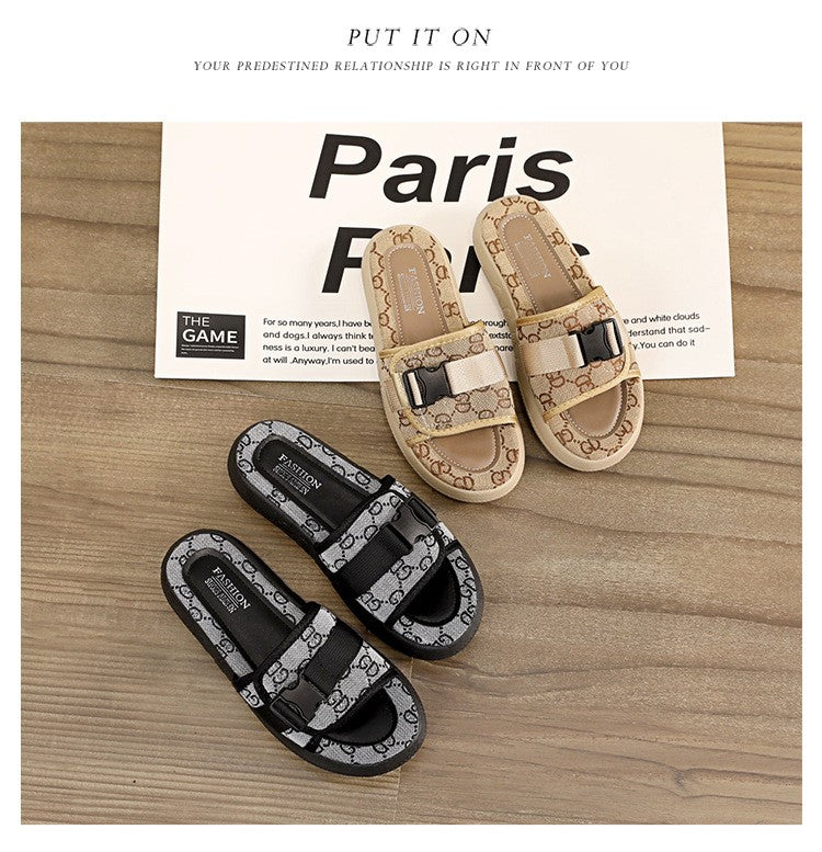 Women Slippers Flat Bottom Fashion All-match Sandals Woman Summer Outer Wear Non-slip Wear-resistant Pvc Soft-soled Lady Slipper