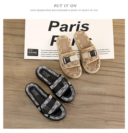 Women Slippers Flat Bottom Fashion All-match Sandals Woman Summer Outer Wear Non-slip Wear-resistant Pvc Soft-soled Lady Slipper