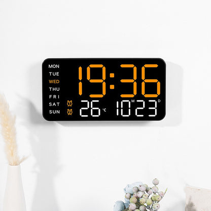 LED Alarm Clocks Brightness Adjustable 12/24H Clock Large Digital Wall Clock Week Date Temperature Display Voice Control Table