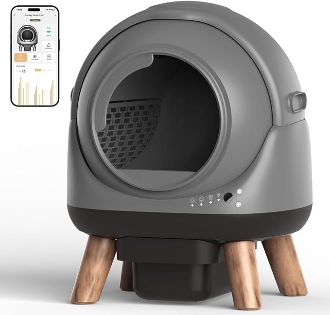 Caixa de Areia Autolimpante Automática para Vários Gatos, Sistema Robótico Inteligente com Controle por Aplicativo e Monitoramento de Saúde, Inclui Lixeira