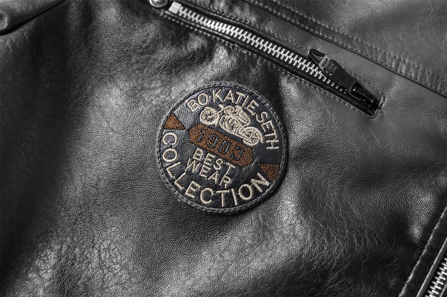 Motorcycle commuting racing suit outdoor cycling suit jacket autumn European and American tough guy lapel leather jacket