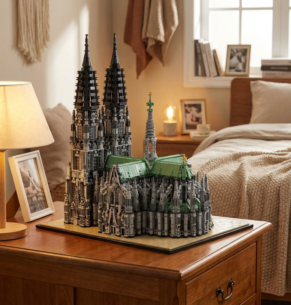 Barweer 8614PCS Cologne Cathedral Building Blocks Set Gothic Church Architecture Modular Construction Model Bricks Assembly Toys for Adults Christmas Gift Home Decoration