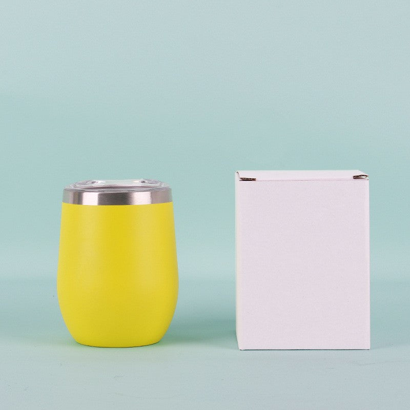 50pcs Custom 12oz Double Wall Stainless Steel Wine Tumbler Insulated Vacuum Egg Shape Wine Tumbler with Sliding Lids