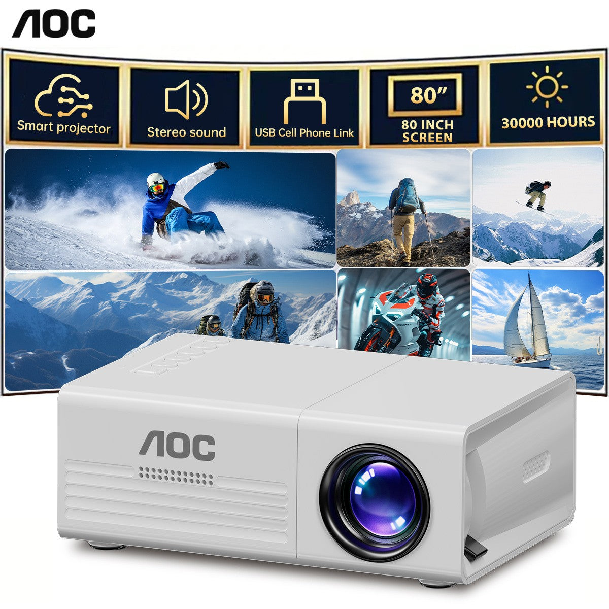 ?? AOC Portable Projector TFT LCD 1080P 1920*1080P Wifi Bluetooth Mini Projectors Home Theater Cinema Outdoor Mini proiettore