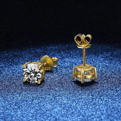 Certified Original 925 Silver Gold Stud Earrings for Women Men 3.5mm 4mm 5mm 6mm 6.5mm Moissanite 4 Claw Earring Fine Jewelry