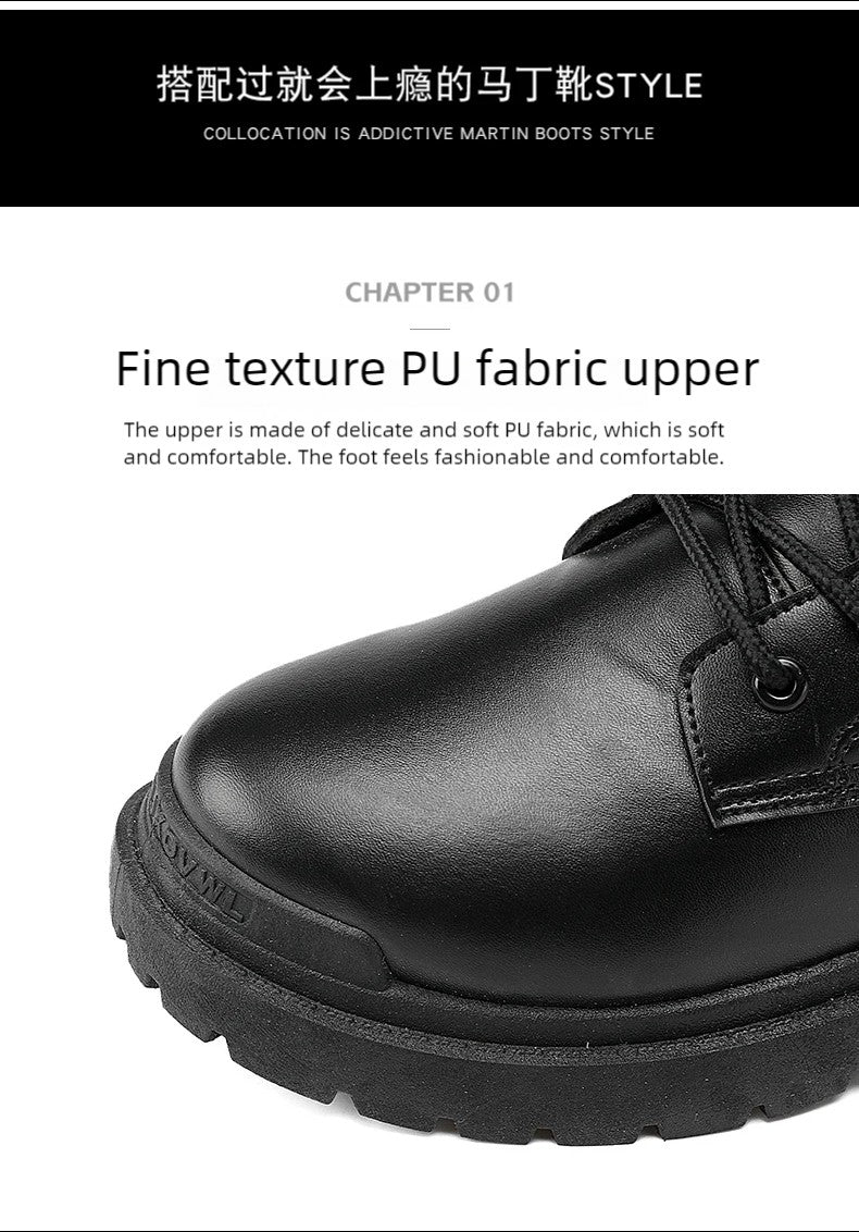 Men's Leather Boots Four Seasons Outdoor Casual Hiking Boots Retro Fashion Work Boots Thick Bottom Ankle Boots Anti-slip Fleece