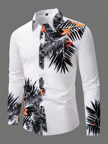 3D printed men's long sleeved shirt in plus size, comfortable collared men's top, Hawaiian men's shirt 2025 new style