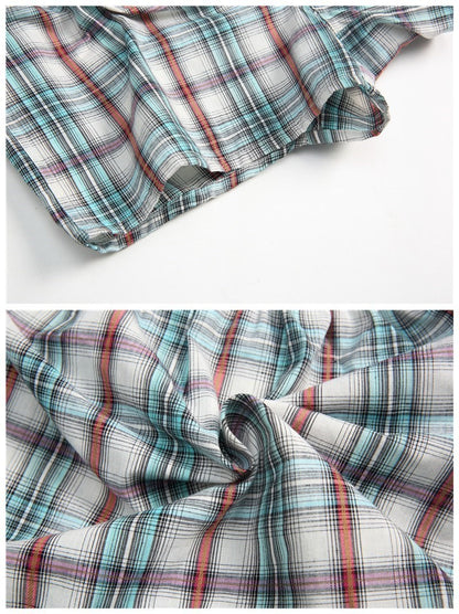 4Pcs Boxer Men Underwear Cotton Man Short Breathable Plaid Woven Shorts Boxer Male Underpants Plus Size Pajamas Sleep Bottoms