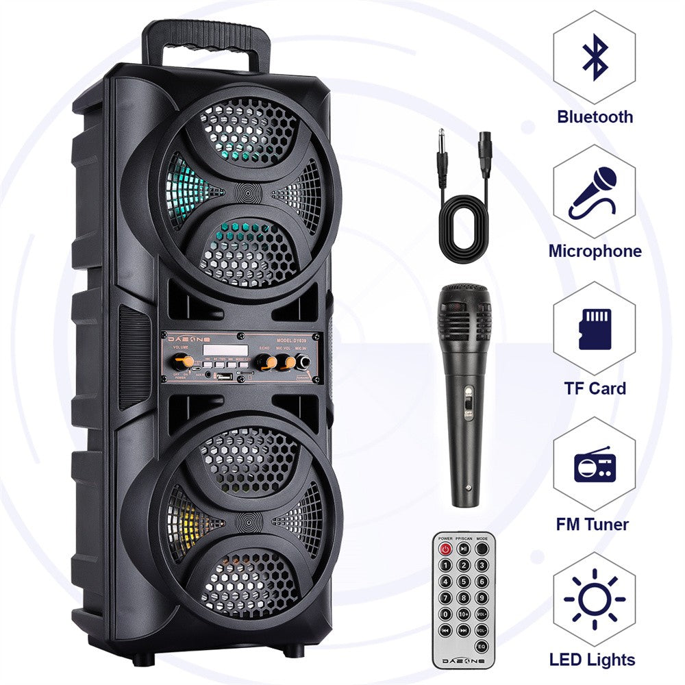 3000W Portable Bluetooth Party Speaker Dual 6.5 inch Subwoofer Rechargeable Heavy Bass Sound System Wireless Speaker