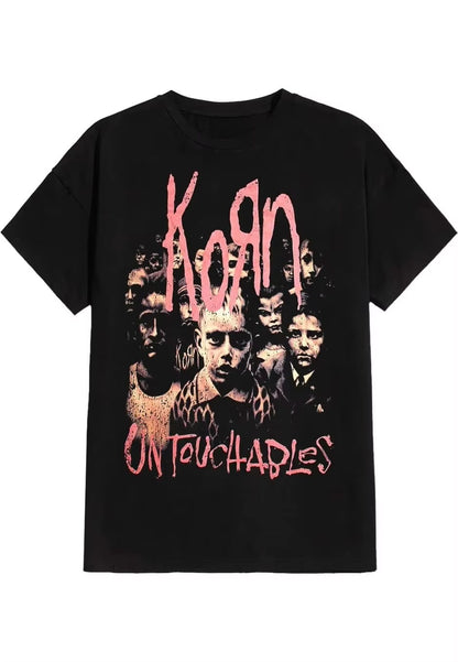 Korn Rock Band, Peripheral Pattern Printing Summer Luxury Brand Pure Cotton Men's and Women's T-shirts Short Sleeves