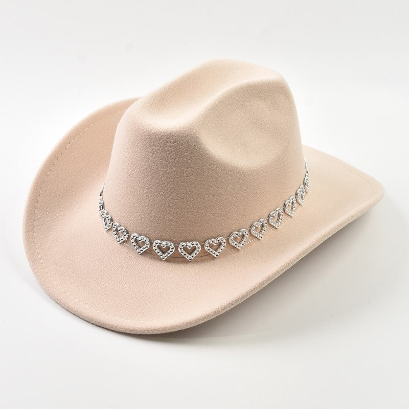 Lady Roll Up Brim Western Style Cowgirl Hat Fashions Lady Felt Fedoras Hats Women Party Pink Cowboy Hat
