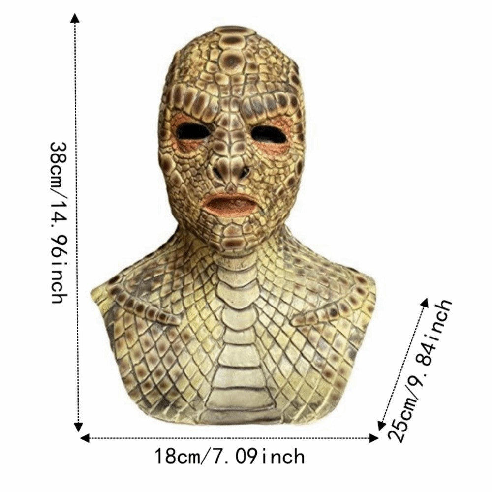 Lizard Man Realistic Snake Monster Mask Soft Reptile Texture Full Face Mask Latex Scary Snake Skin Headgear Adult Unisex