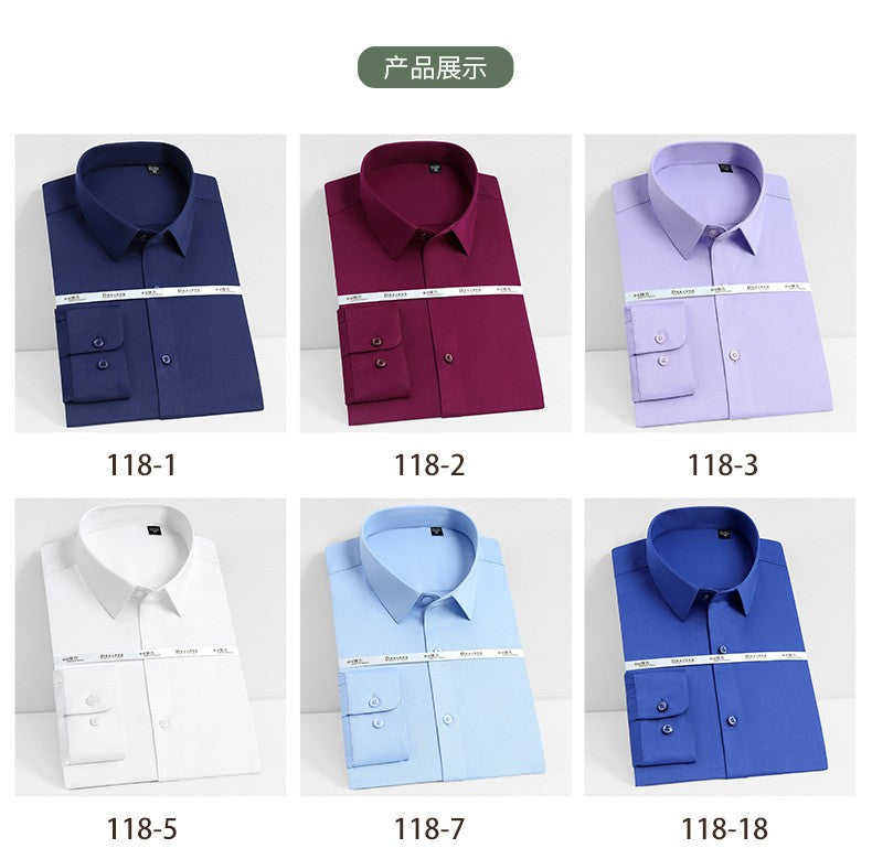 Men's white shirt long sleeved wedding business non ironing formal wear professional workwear casual wrinkle resistant shirt